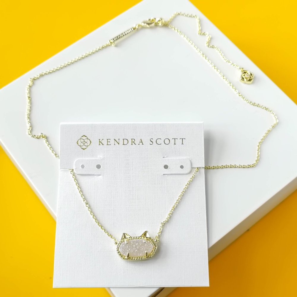 Elisa Cat Gold Iridescent Drusy Pendant Necklace by Kendra Scott - Picture 2 of 3